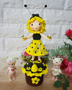 (캐릭터컵케익) 꿀벌소녀 캐릭터인형 클레이머핀 no.184